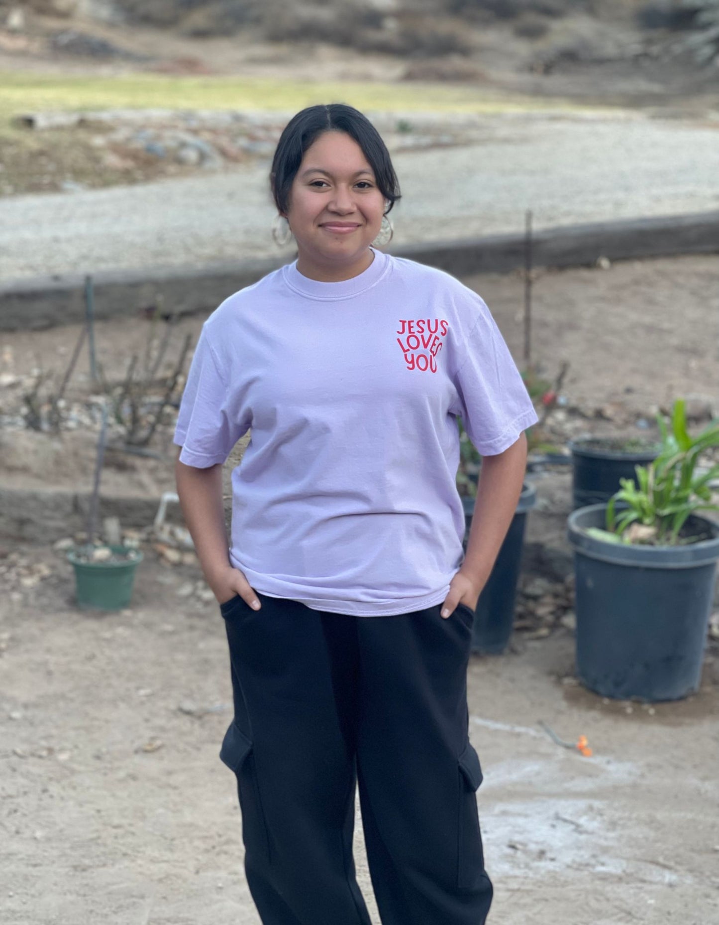 Jesus Loves You Comfort Colors Tee - Lilac Color