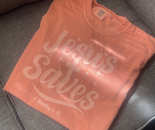 Jesus Saves – 1 Timothy 1:15- Comfort Colors Tee